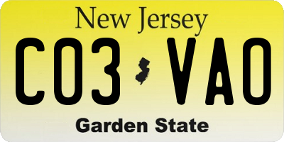 NJ license plate C03VAO