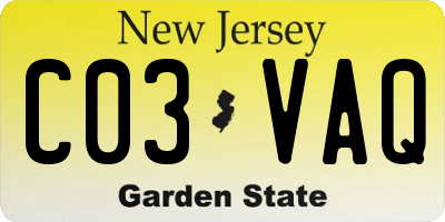 NJ license plate C03VAQ
