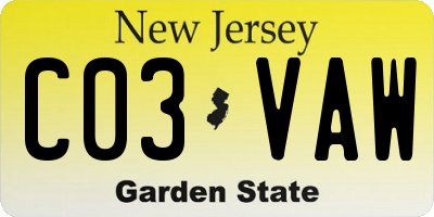 NJ license plate C03VAW