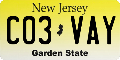 NJ license plate C03VAY