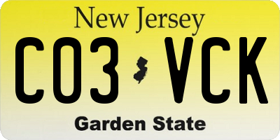 NJ license plate C03VCK