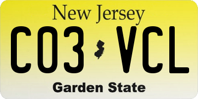 NJ license plate C03VCL