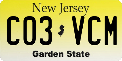 NJ license plate C03VCM
