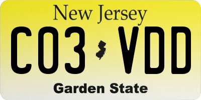 NJ license plate C03VDD