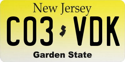 NJ license plate C03VDK