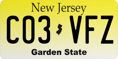 NJ license plate C03VFZ