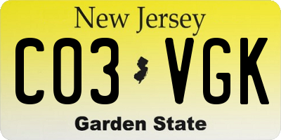 NJ license plate C03VGK
