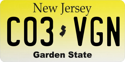NJ license plate C03VGN