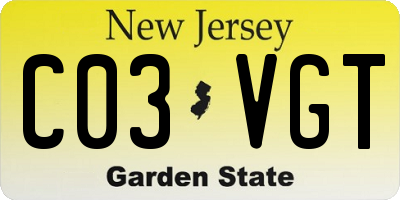 NJ license plate C03VGT