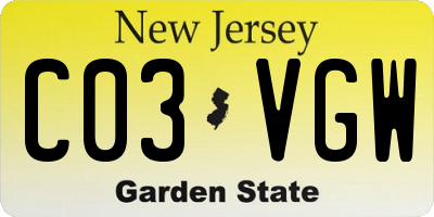 NJ license plate C03VGW