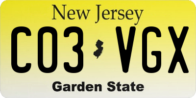 NJ license plate C03VGX