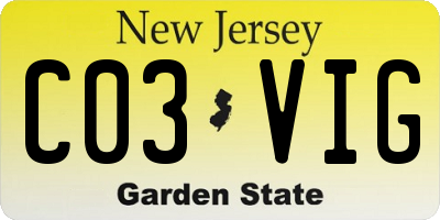 NJ license plate C03VIG