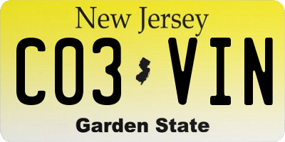 NJ license plate C03VIN