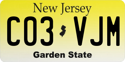 NJ license plate C03VJM