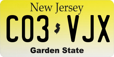 NJ license plate C03VJX