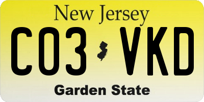 NJ license plate C03VKD