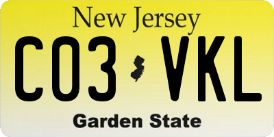 NJ license plate C03VKL