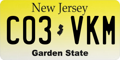 NJ license plate C03VKM