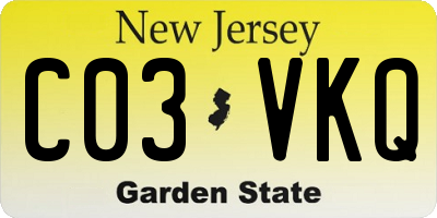 NJ license plate C03VKQ