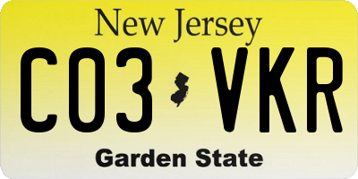NJ license plate C03VKR