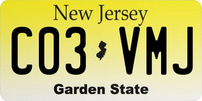 NJ license plate C03VMJ
