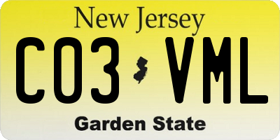 NJ license plate C03VML