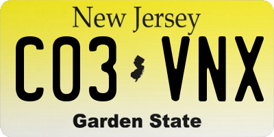 NJ license plate C03VNX