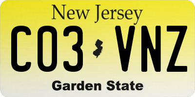 NJ license plate C03VNZ