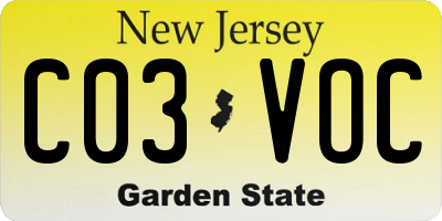 NJ license plate C03VOC