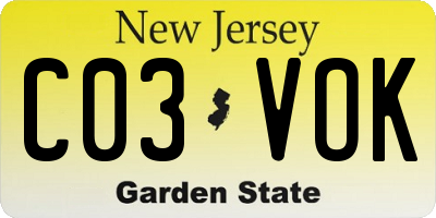 NJ license plate C03VOK