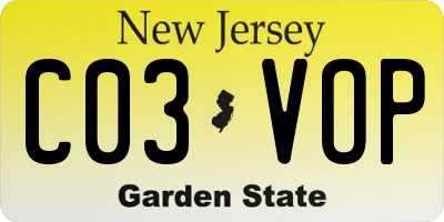 NJ license plate C03VOP
