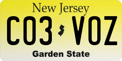 NJ license plate C03VOZ