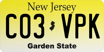NJ license plate C03VPK