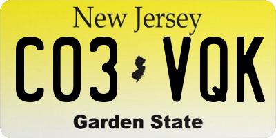 NJ license plate C03VQK