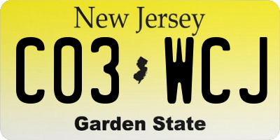NJ license plate C03WCJ