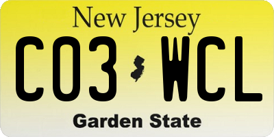 NJ license plate C03WCL