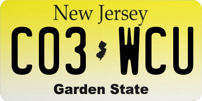 NJ license plate C03WCU