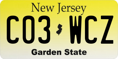 NJ license plate C03WCZ