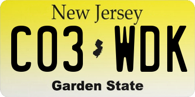 NJ license plate C03WDK