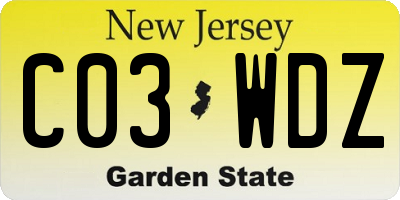 NJ license plate C03WDZ
