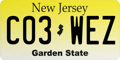 NJ license plate C03WEZ