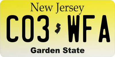 NJ license plate C03WFA