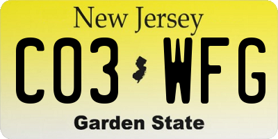 NJ license plate C03WFG