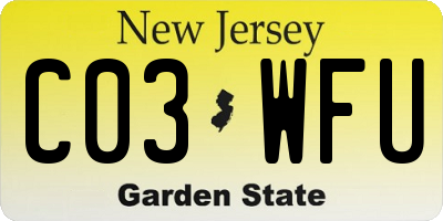 NJ license plate C03WFU