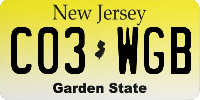 NJ license plate C03WGB