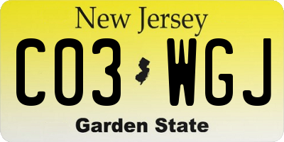 NJ license plate C03WGJ