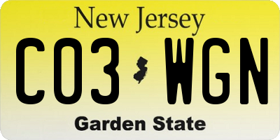 NJ license plate C03WGN
