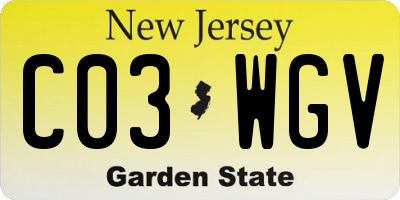 NJ license plate C03WGV