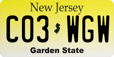 NJ license plate C03WGW