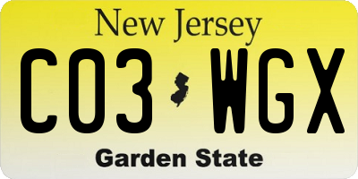 NJ license plate C03WGX
